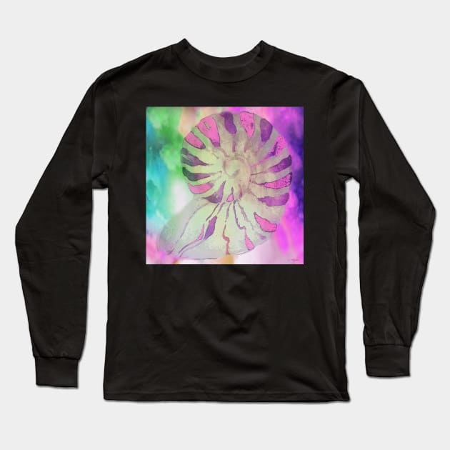 NAUTILUS SEA SHELL IMPRESSION PINK Long Sleeve T-Shirt by Overthetopsm